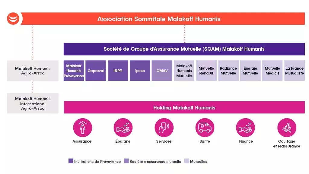 Schéma de l'Association Sommitale Malakoff Humanis - Description détaillée